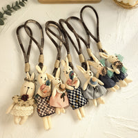Forest Style Cotton Linen Fabric Rabbit Doll Bag Charm Keychain