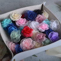 Handmade Korean Style Ribbon Rose Flower Applique for DIY Hair Accessories and Brooches