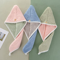 Dual-Layer Coral Fleece Hair Drying Towel Cap, Super Absorbent Quick Dry Turban