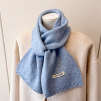 Unisex Solid Color Knitted Scarf Warm Winter Shawl