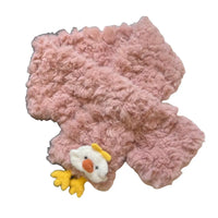 Cute Cartoon Chick Plush Cross Scarf for Women, Japanese Style Warm Winter Neck Warmer