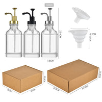 Clear Glass Pump Dispenser Bottles for Soap, Lotion, and Dishwashing Liquid - Bathroom & Kitchen Set