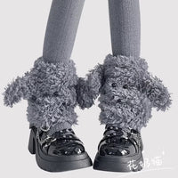Cute Plush Lamb Wool Dog Ear Lolita Leg Warmers for Women