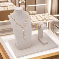 Linen Jewelry Display Stand for Necklaces, Rings, Bracelets, and Earrings - Showcase Organizer for Stores and Live Streams