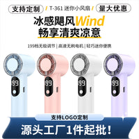 T361 Mini Handheld Turbo Fan with Digital Display, USB Rechargeable Portable Outdoor High-Speed Fan
