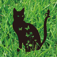Cat Silhouette Metal Garden Stake Outdoor Yard Art Decor