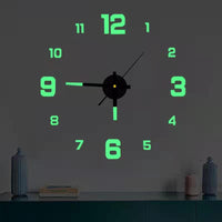 DIY Luminous Wall Clock Modern Self-Adhesive Large 3D Sticker Clock for Living Room Bedroom Decor