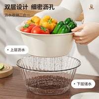Double-Layer Kitchen Drain Basket for Washing Vegetables and Fruits