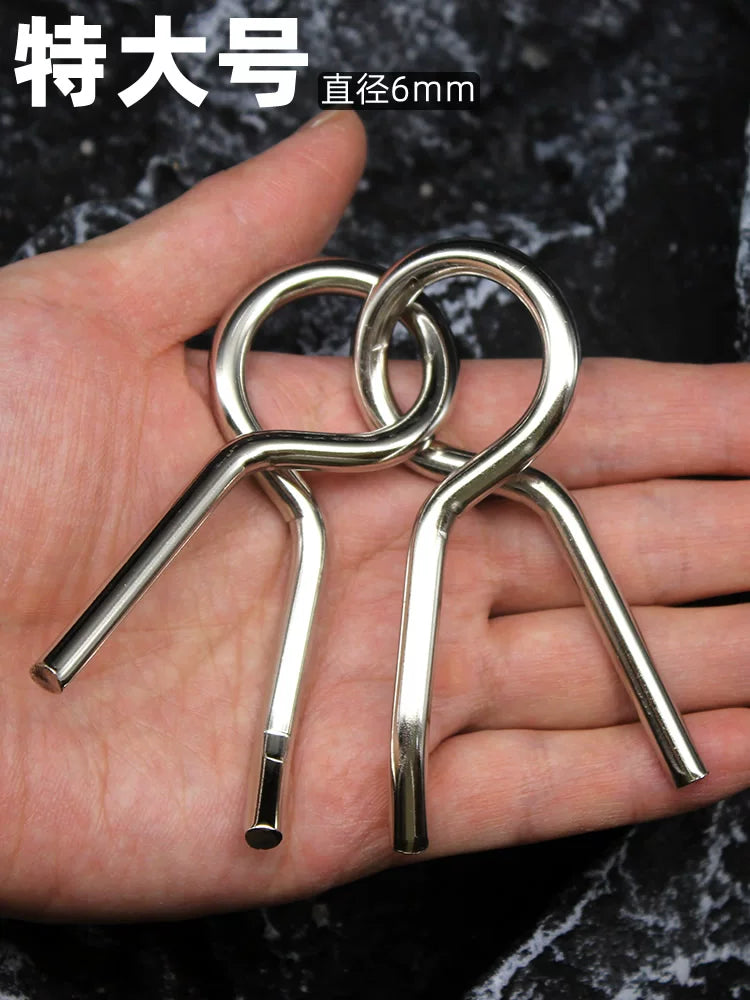 Extra Large Nine-Link Puzzle Ring Set Metal Brain Teaser Toy for Adults and Students
