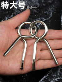 Extra Large Nine-Link Puzzle Ring Set Metal Brain Teaser Toy for Adults and Students