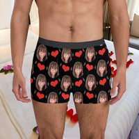 Men's Personalized Photo Print Boxer Briefs Funny Custom Underwear for Couples