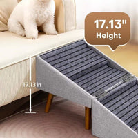 Convertible Pet Stairs and Ramp, Wooden Dog Steps with Non-Slip Surface, Detachable Design for Small to Medium Dogs