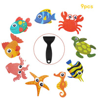 Ocean Animal Cartoon Non-Slip Bathtub Stickers for Kids, PEVA Anti-Slip Decals for Bathroom Floors
