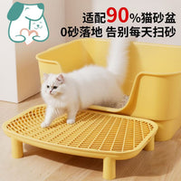 Cat Litter Mat with Raised Edges and Anti-Splash Design, Three-Layer Litter Trapper for Home Use