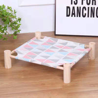 Wooden Pet Bed Hammock for Cats and Small Dogs, Washable and Portable