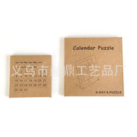 Wooden Brain Teaser Calendar Puzzle for Adults and Kids, Educational Desk Decor Gift