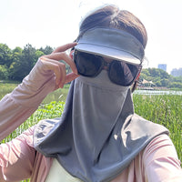 Detachable Brim Sun Protection Face Mask for Outdoor Activities and Driving, Full Face UV Protection Ice Silk