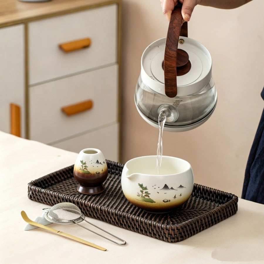 Japanese Matcha Tea Bowl Set with Whisk and Accessories