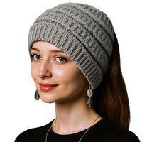 Women's Winter Knitted Headband Wide-Brimmed Empty Top Hairband Warm Ear Protection Sweat-Absorbing Hair Band