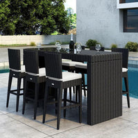 Outdoor Rattan Bar Table and Chairs Set for Patio, Balcony, Cafe, and Courtyard