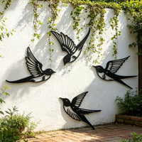Metal Swallow Silhouette Wall Decor, Iron Art Hollow Flying Bird Wall Hanging for Outdoor Garden Patio