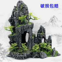 Aquarium Mountain Ornament Resin Fish Tank Decoration Rockery Landscape for Turtle Habitat