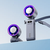 Portable Rechargeable Cooling Fan with Ice Compress Function, Foldable Mini Fan with Neck Strap, Large Capacity and Strong Airflow