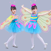 Girls' Butterfly Costume Dress for Stage Performance and Dance