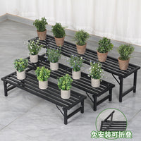 Foldable Iron Art Plant Stand for Balcony, Tiered Succulent Display Rack, Modern Minimalist Flower Pot Holder