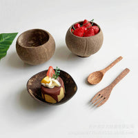 Natural Coconut Shell Bowl for Yogurt, Salad, and Desserts - Eco-Friendly Tableware