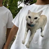 Funny Cat Print Short Sleeve T-Shirt for Couples and Students