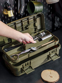 Portable Double-Layer Tool Storage Box for Home, Car, Camping, and Art Supplies