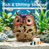 Owl Snail Bird Animal Shape Aquarium Ornament Fish Shrimp Hiding House Crab Shelter