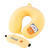 Memory Foam U-Shaped Travel Neck Pillow with Eye Mask Set for Office and Napping