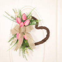 Artificial Tulip Heart Wreath for Weddings & Home Decor