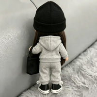 Doll Clothes Set for 24cm Mia Doll, Gray Sportswear Outfit with Accessories