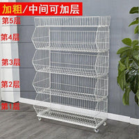 Heavy-Duty Mobile Metal 4-Tier Slanted Basket Display Rack for Retail Stores