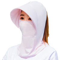 Women's Summer Ice Silk Full Face Sun Protection Hood with Neck Flap for Cycling and Driving