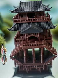 Vintage Chinese Stilt House Pavilion Micro Landscape Ornament for Fish Tank Bonsai