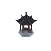 Aquarium Mountain Ornament with Pavilion for Fish Tank Landscaping