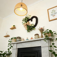 Artificial Olive Heart Bow Wreath for Front Door Decor