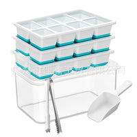 8-Grid Ice Cube Tray with Lid and Tongs Set