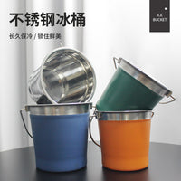 Stainless Steel Ice Bucket with Handles, Portable for Bar, Outdoor, Camping, Beer