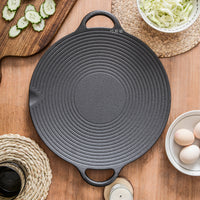 Cast Iron Threaded Grill Pan Korean BBQ Plate Outdoor Non-stick Frying Pan Teppanyaki Grill