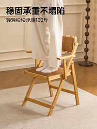 Folding Dining Chair Kitchen Bar Stool Portable Storage Chair with Backrest Soft Padded Seat Balcony Leisure Chair