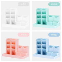 Large Capacity Slanted Pen Holder for Desk, Multi-functional Stationery Organizer with Compartments