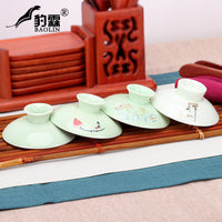 Leopard Rain Ceramic Gaiwan Lid for Tea Bowls - White Porcelain Replacement Cover