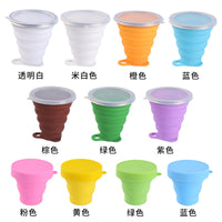 Portable Silicone Folding Cup for Outdoor Camping and Travel - High Temperature Resistant with Lid