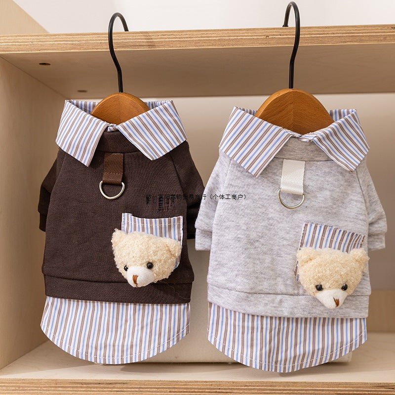 Pet Dog Cat Hoodie with 3D Ears, Warm Fleece Sweatshirt for Autumn and Winter