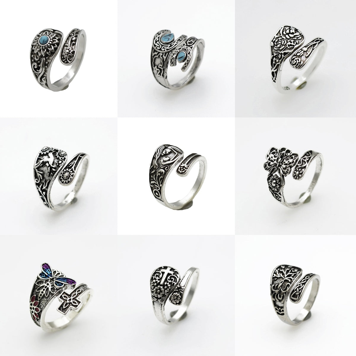 Geometric Intersecting Hollow Celtic Knot Ring for Women, Adjustable Open Ring